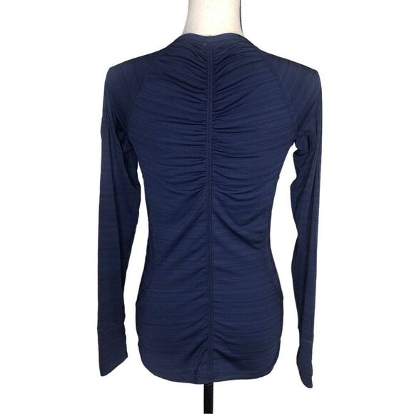 Athleta Navy Three Quarter Zip Top Size S - Picture 3 of 14